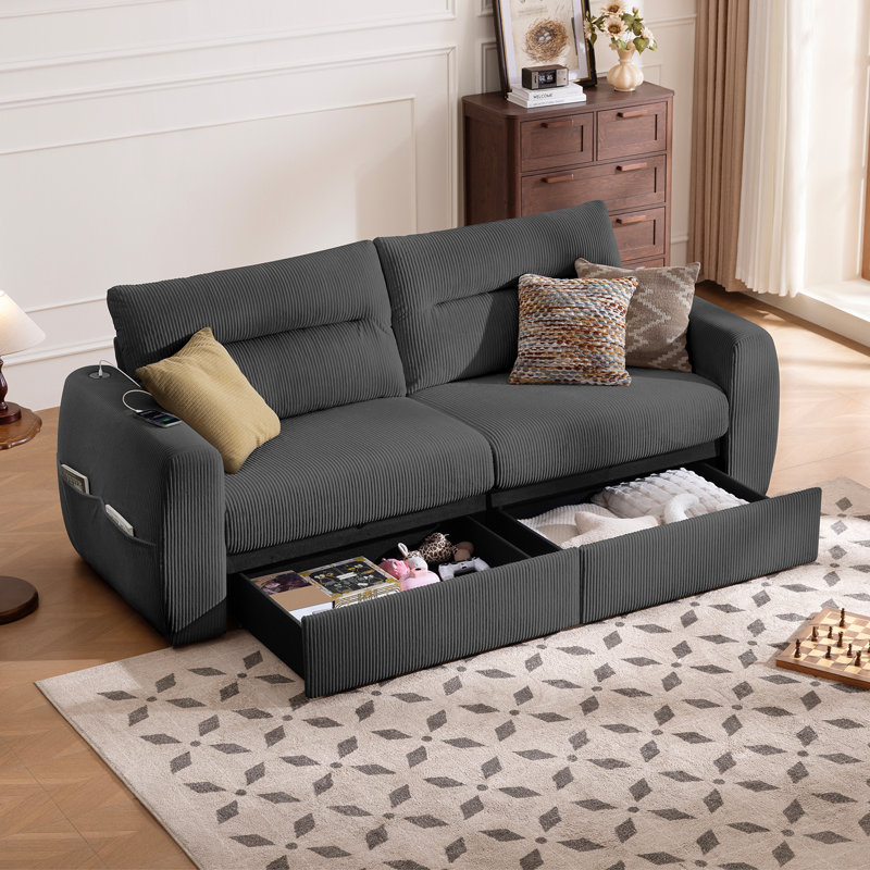 Canapé avec rangement 88,6 po, Gris