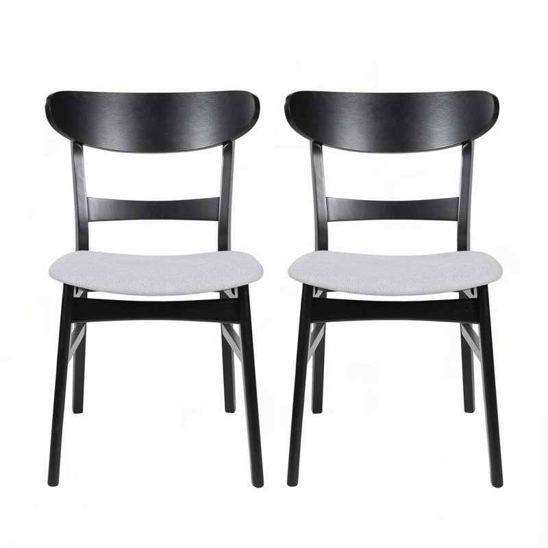 Chaise en bois, Gris clair, Noir