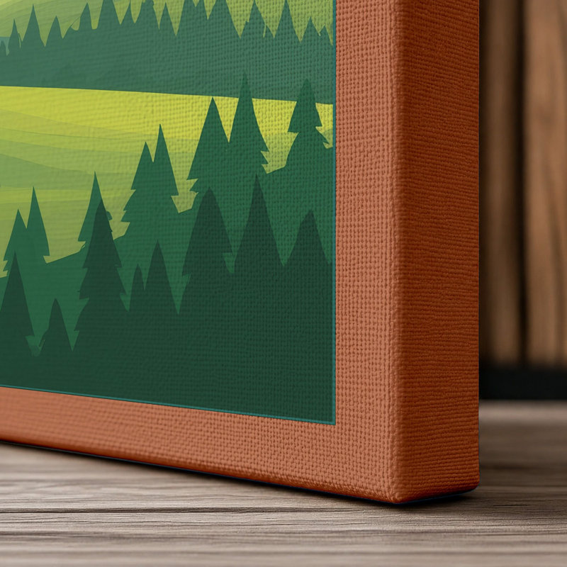 Balloon Over Mountain Modern 1 Piece Wrapped Canvas Wall Art, 24x16 - 61.0 x 40.6 cm, Terracotta Border
