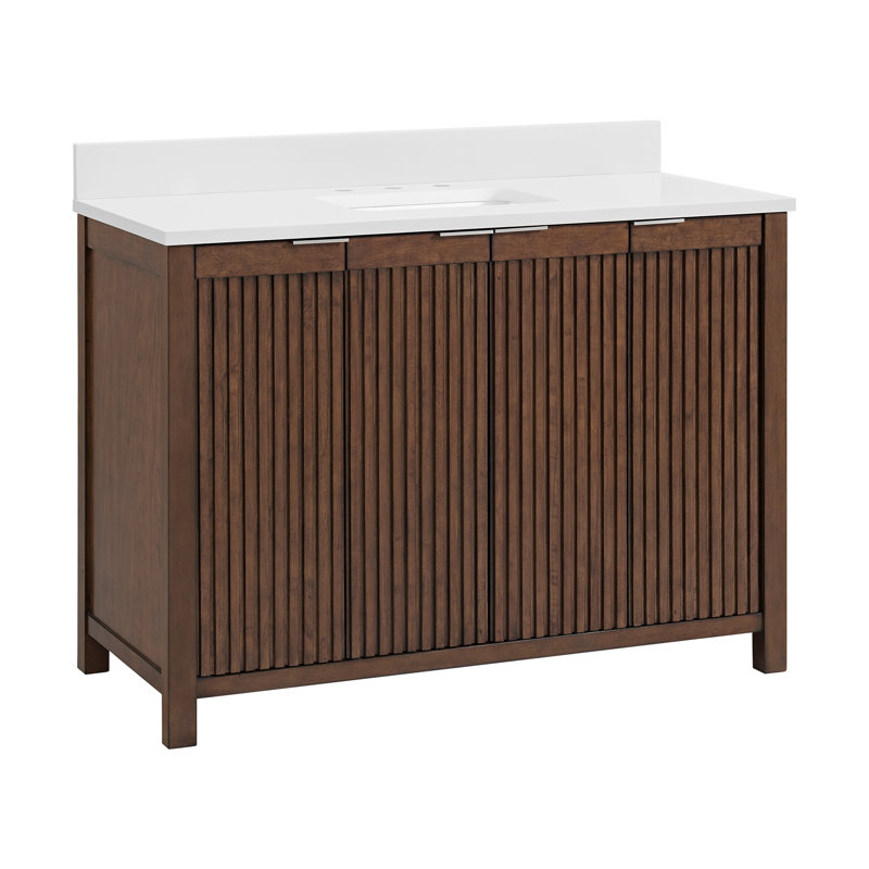 Through Lines 48" Single Bathroom Vanity, 8" Widespread, Brown
