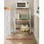 Kitchen Shelf On Wheels, Serving Trolley With 3 Shelves, Microwave Shelf, For Mini Oven, Toaster, With 6 Hooks, Industrial Style, Golden Oak And Cloud White-105686483
