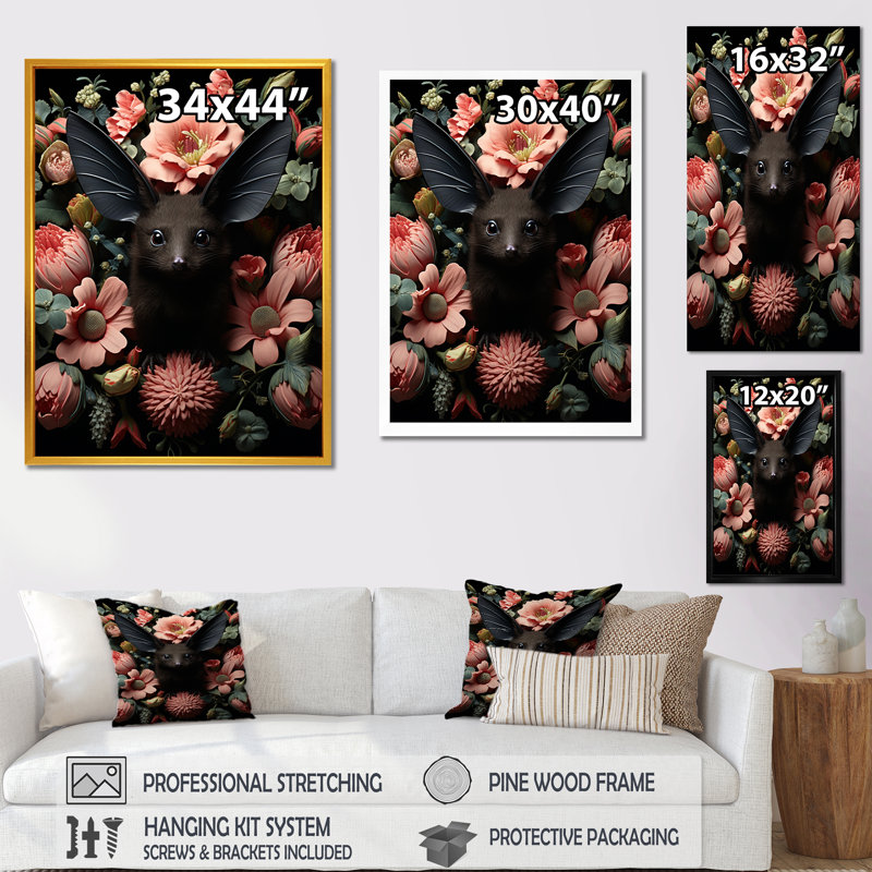 Fantaisie de chauve-souris surréelle, Toile tendue, H 20 po x l 12 po