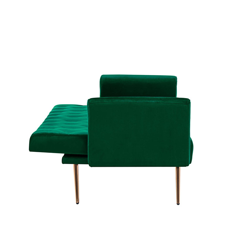 Canapé-lit en velours 71 po Tayar, Velours vert