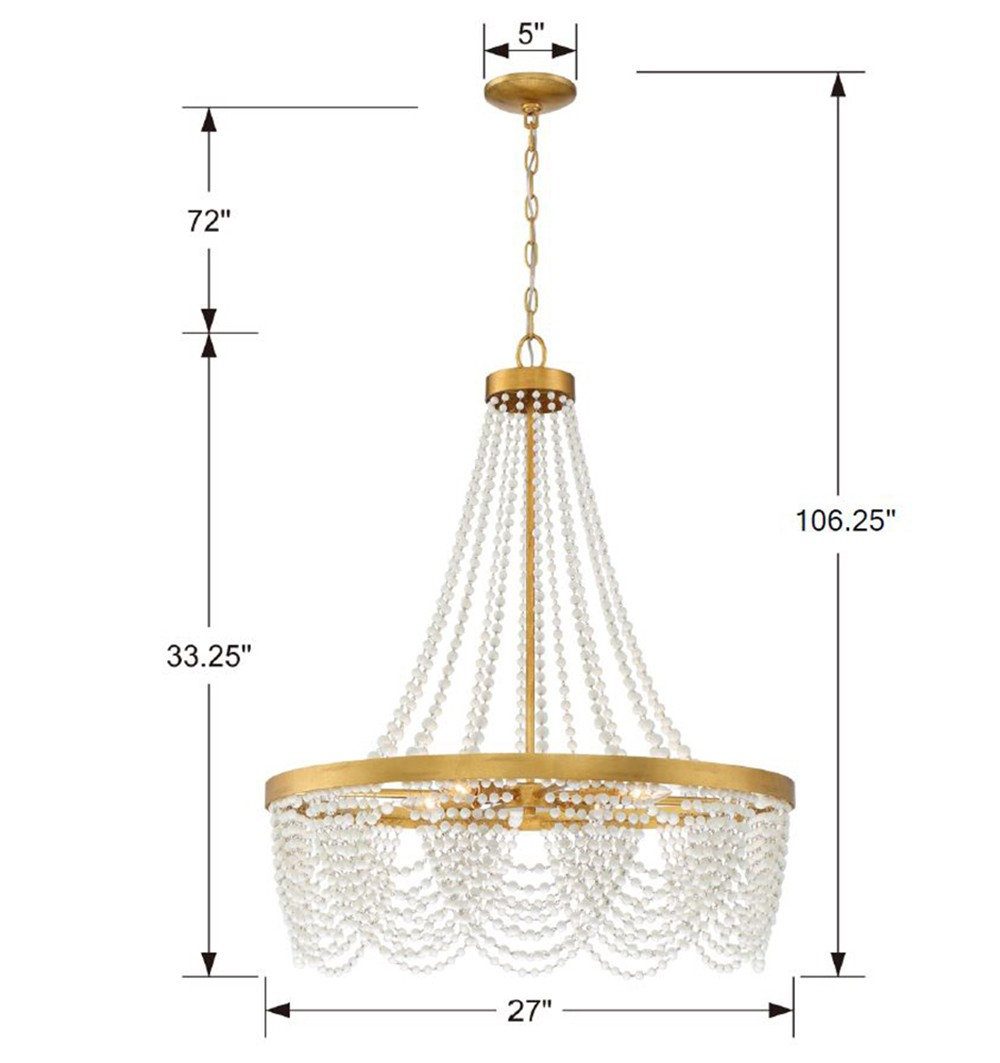 4 - Light Dimmable Empire Chandelier, White Glass Beads