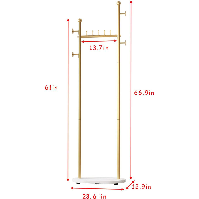 Cinelli Metal Freestanding Coat Rack, Gold