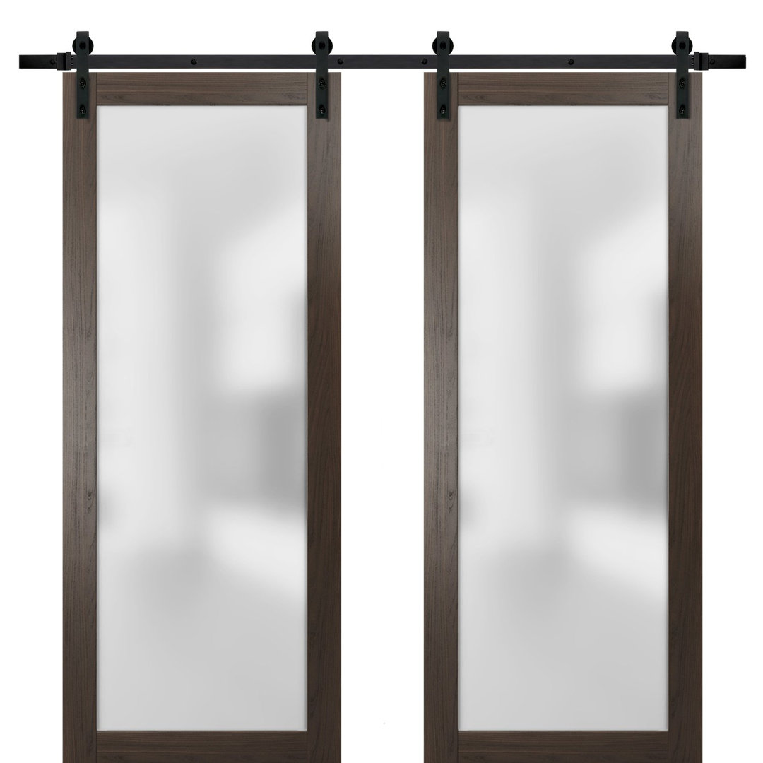 Planum Frosted Glass Wood Barn Doors SARTODOORS 