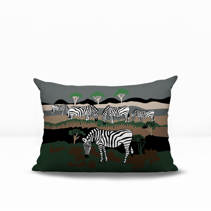 Oreiller rectangulaire réversible intérieur / extérieur Gia Zebra, Gris, H 18 po x l 25 po