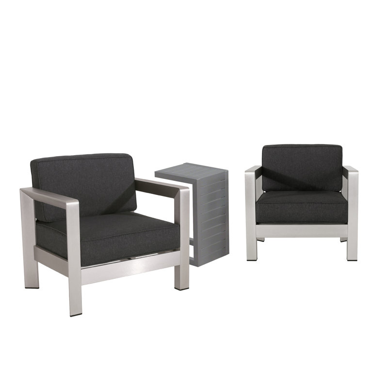 Smitherman 2 - Person Patio Conversation Set with Cushions, Gray