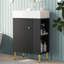 Meuble-lavabo 21,6 po, armoire combinée, meuble de rangement pour salle de bain, lavabo simple en céramique, rangement sur le côté droit-718242817