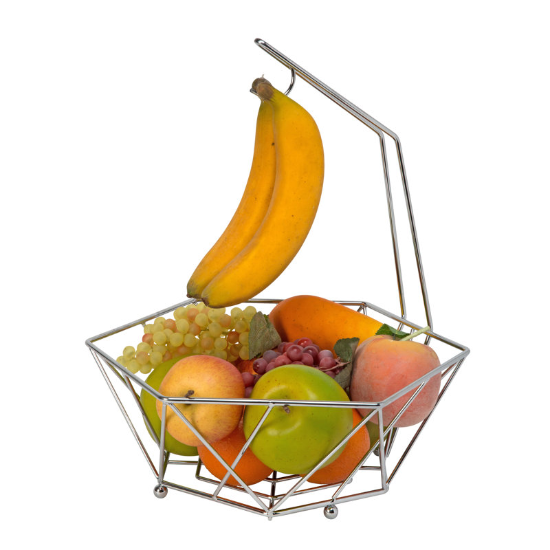 Prep & Savour Iron Fruit Bowl, Chrome