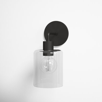 Single Light Glass Steel Dimmable Armed Sconce