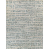 Aldridge Geometric Hand-Knotted Light Blue Area Rug