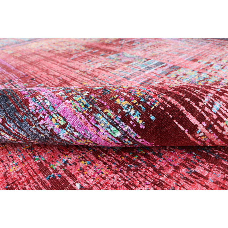 High-Quality Hand-Knotted Red And Multi Area Rug, Rectangle 8' x 10'