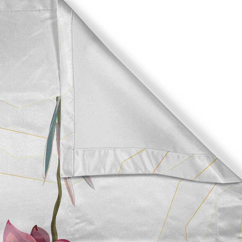 Rustic curtain, modern floral art, lotus flowers, ivory light pink