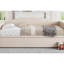 Lit de jour simple avec couchette escamotable allongée, canapé-lit rembourré, conception simple à très simple, idéale pour la chambre d'amis, velours, beige-1645809717