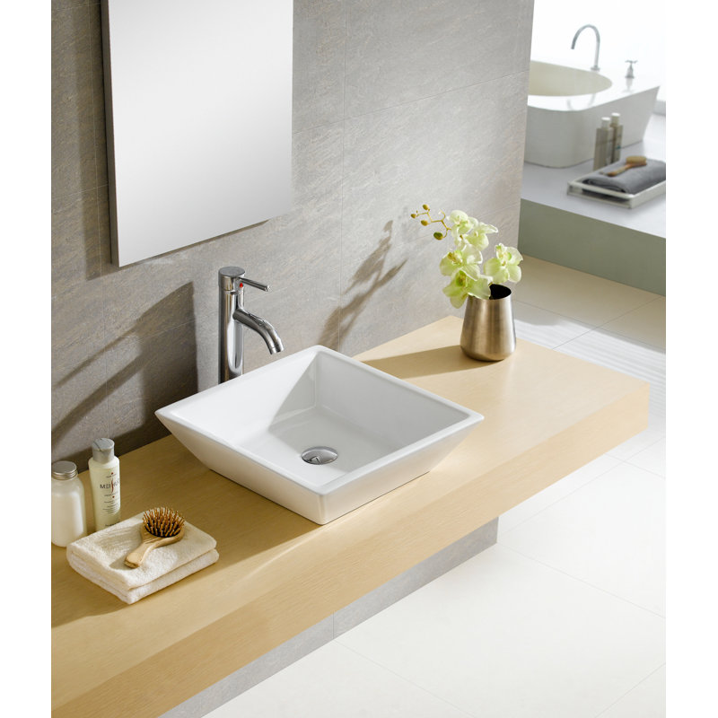 Modern Ceramic Square Vessel Bathroom Sink