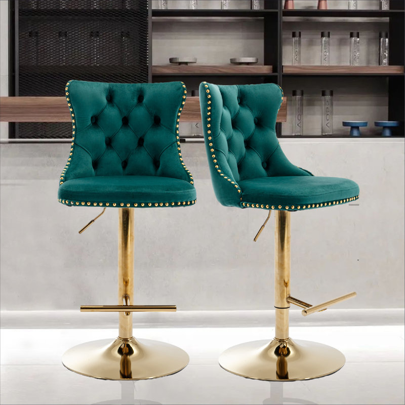 Tabouret de bar Kittrell, Or, Vert
