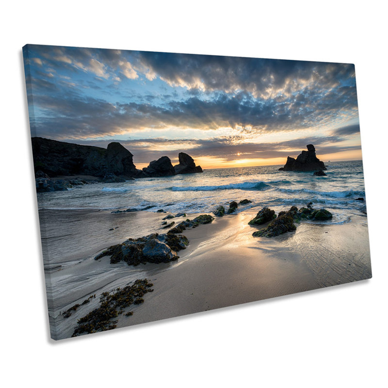 Porthcothan Beach Sunset - Wrapped Canvas Print, 81.3cm H x 121.9cm W x 4cm D