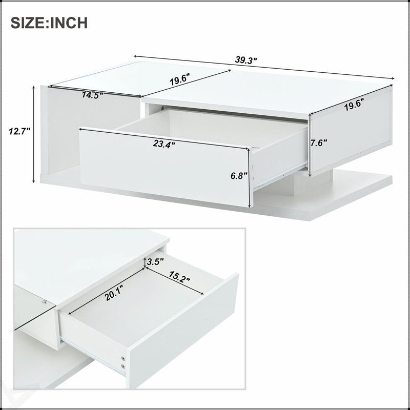 Table basse haut de gamme en bois massif avec tablette de rangement et plateau de table ouvert pour une vie minimaliste moderne