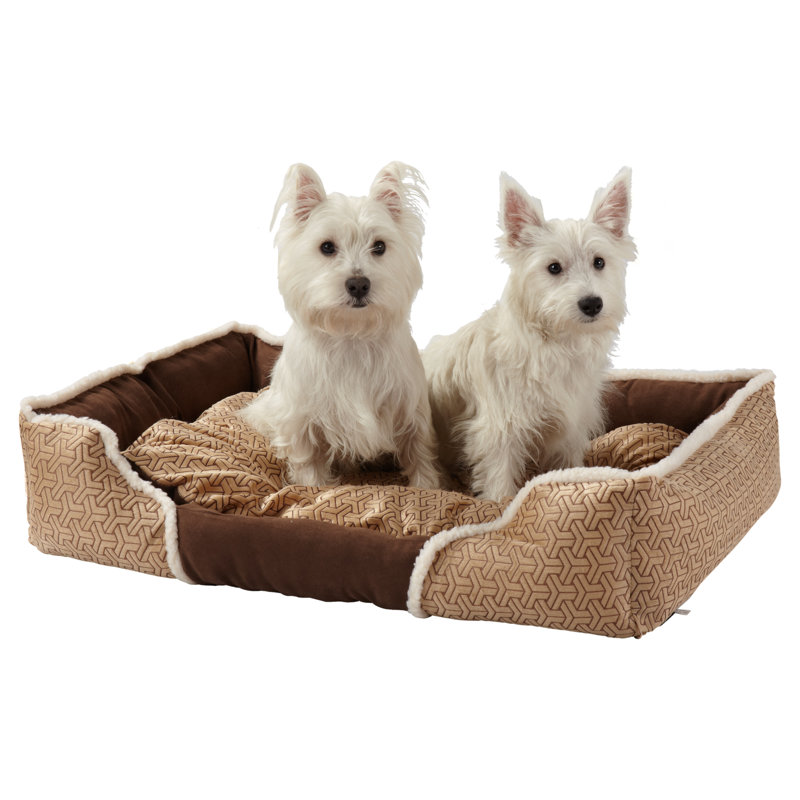 Vandyke Geometric Pet Bed, 19 cm H x 73 cm W x 54 cm D, Cream