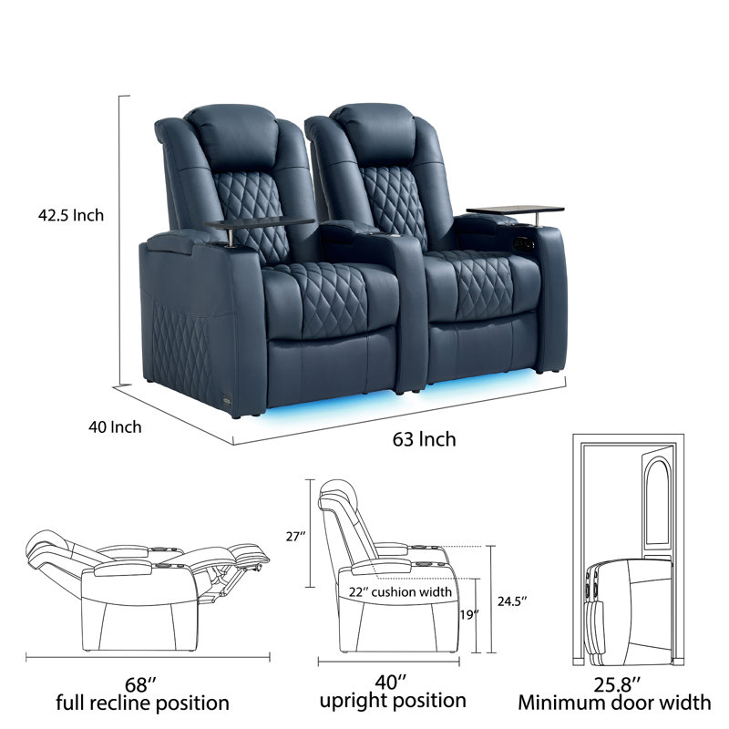 Fauteuil de cinéma inclinable Power Zero Gravity, Bleu
