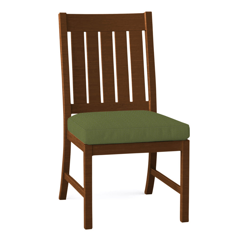 Club Patio Dining Side Chair with Cushions, No Welt, Club Aluminum #60 Oak, Linen Forest