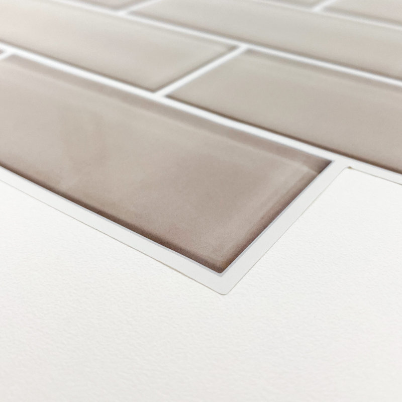Carrelage style métro auto-adhésif en vinyle 10,5 po x 10,5 po, Brun clair