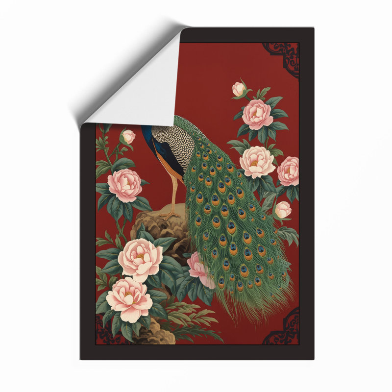 Peacock in Bloom Botanical - Framed Print, Unframed, A4 - 29.7 x 21.0 cm