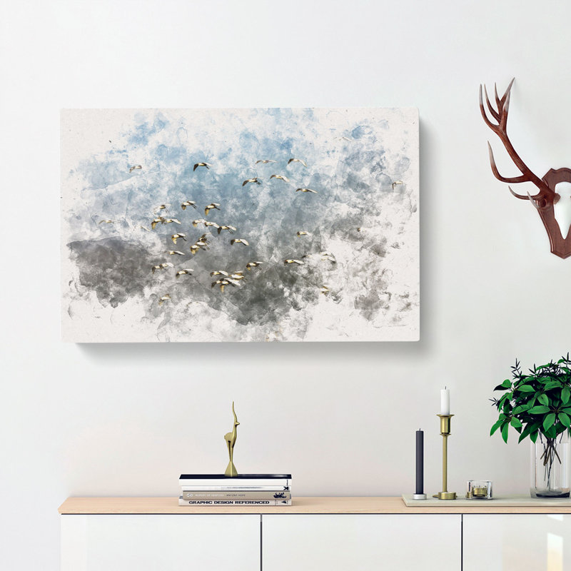 A Flock Of Egrets - Wrapped Canvas Print, 50cm H x 76cm W x 3cm D