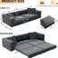 Lit convertible 4 pièces avec assise de 72 cm de profondeur, mobile et réglable par boutons, style moderne pour chambre à coucher, couleur orange, pieds invisibles, couleur gris.