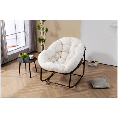 Comfortable Outdoor Rattan Rocking Chair with Padded Cushion for Relaxation, Perfect for Porch, Patio, and Garden
