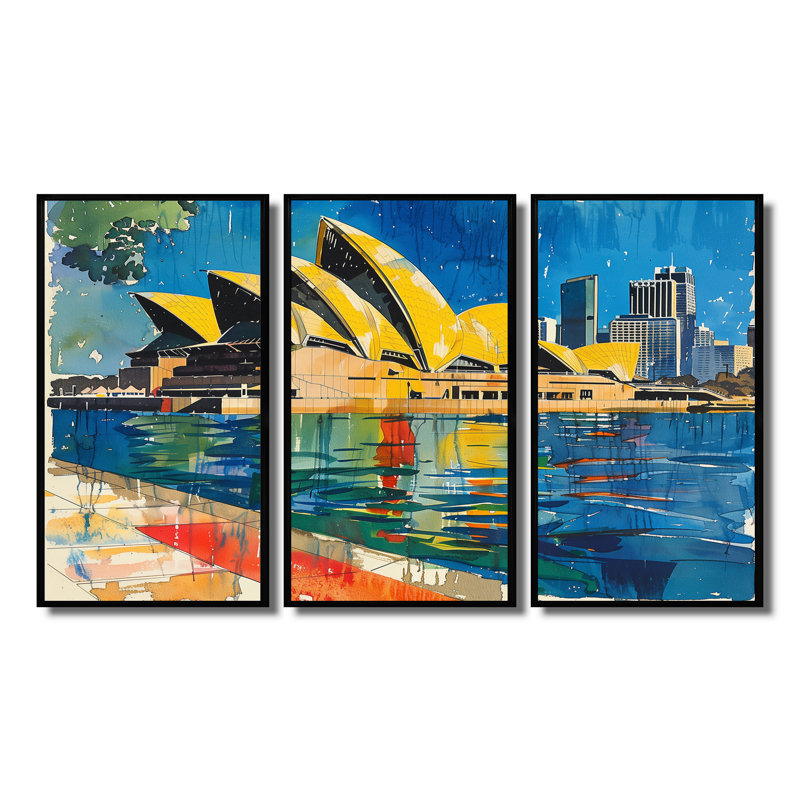 Ensemble de salon Fustré - Australie, H 28 po x l 12 po x P 1 po, Toile avec cadre flottant noir