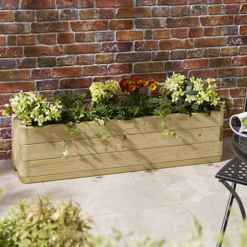 Wood Planter Box, 30 cm H x 120 cm W x 30 cm D