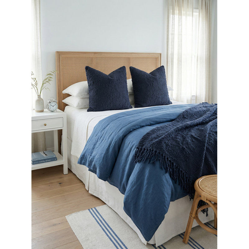 Cozy Cotton Boucle Blanket, Navy Blue