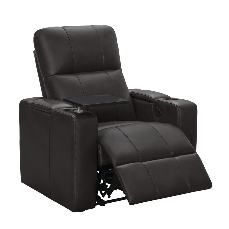 Vannatta Faux Leather Power Recliner, Brown Leather Match