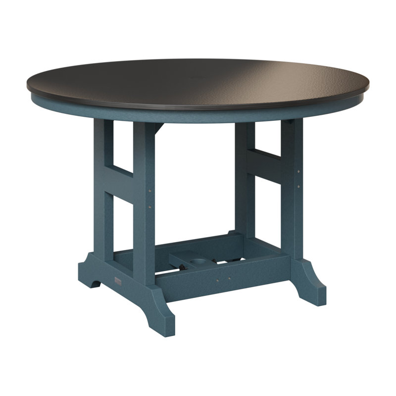 Garden Classic Outdoor Round Dining Table, Slate, 30.87" H x 48" W x 48" D, Hammered Top Black