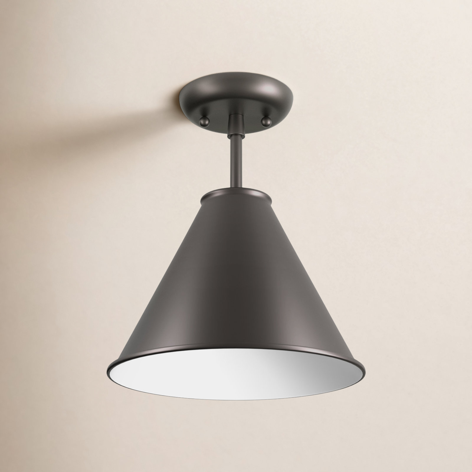 Dimson Single Light Metal Semi Flush Mount, Dark Graphite Bronze