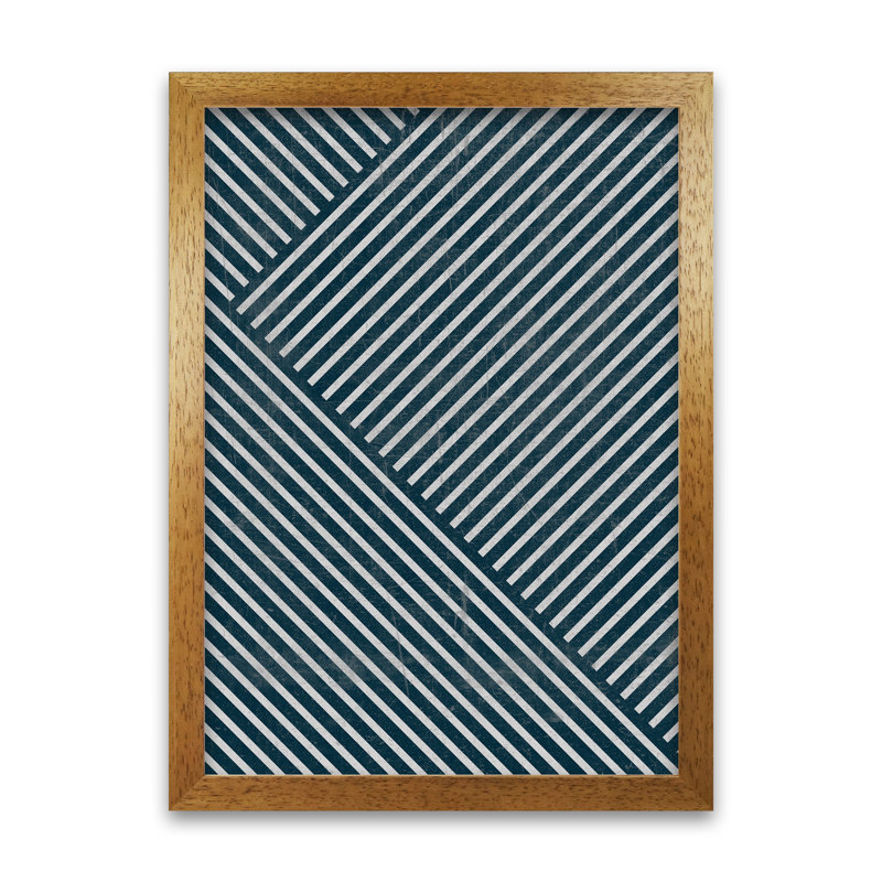 Navy Blue Abstract A - Print, 30cm H x 21cm W x 3cm D, Oak Frame