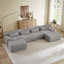 Canapé modulaire convertible en forme de U avec repose-pieds, velours côtelé moelleux, aucun assemblage requis-132524293