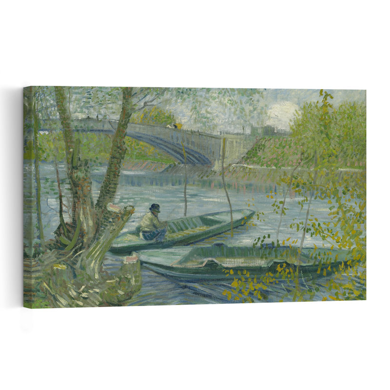 Fishing In Spring, The Pont De Clichy, 1887 Contemporary Fish Spring Wall Art Print by Vincent Van Gogh - Wrapped Canvas Print
