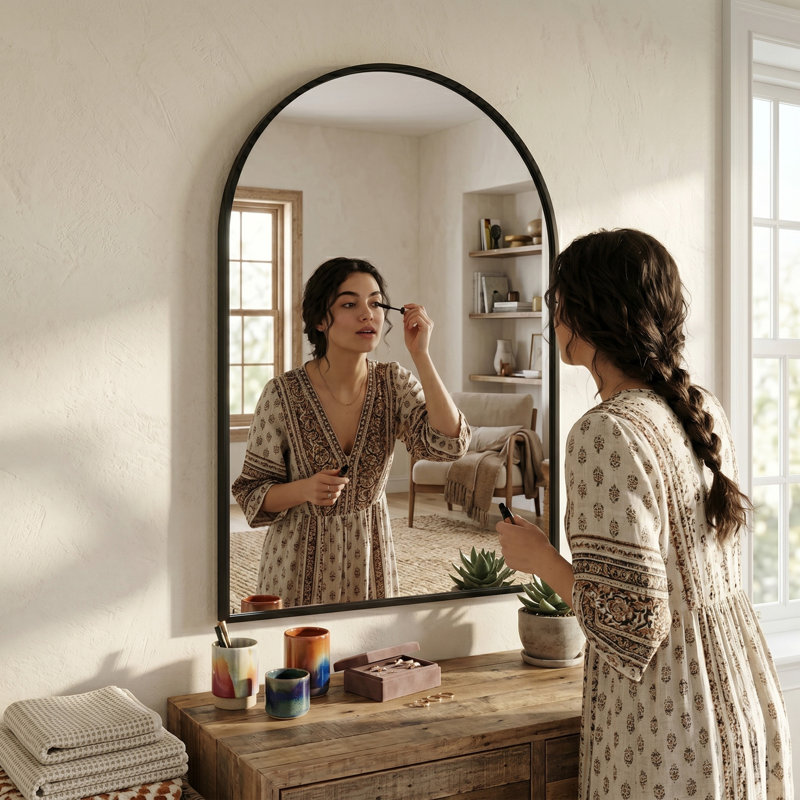 Miroir mural Eveloe Celine, 36 po x 24 po, Noir