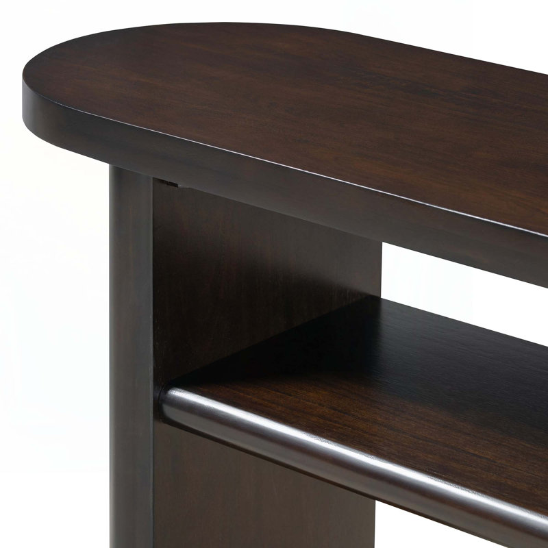 Console avec bords arrondis et tablette robuste, Espresso