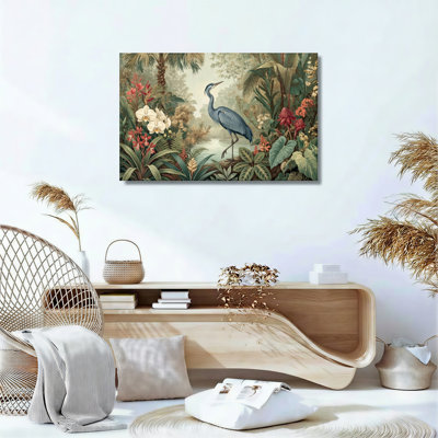 Ensemble de 1 tableau sur toile représentant des oiseaux tropicaux