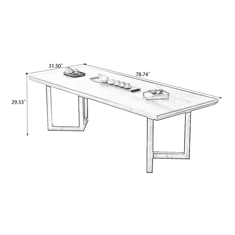 Black Rectangular Solid Wood Dining Table, 29.53"H x 78.74"L x 31.5"W