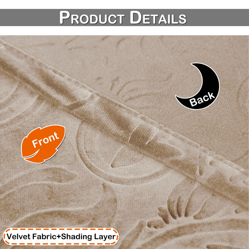 Jekhi Velvet Blackout Pair, 52" W x 96" L, Beige