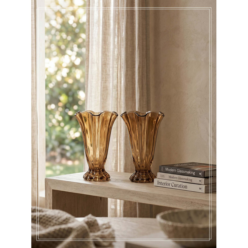 Ensemble de 2 vases en verre 6,1 x 9,1 po