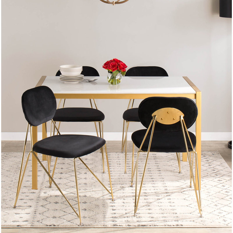Danton 18.5'' H Velvet Upholstered Side Chair, Black, Gold