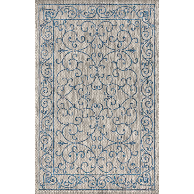 Tapis gris / bleu marine Hagerman, Rectangle 3 pi 1 po x 5 pi