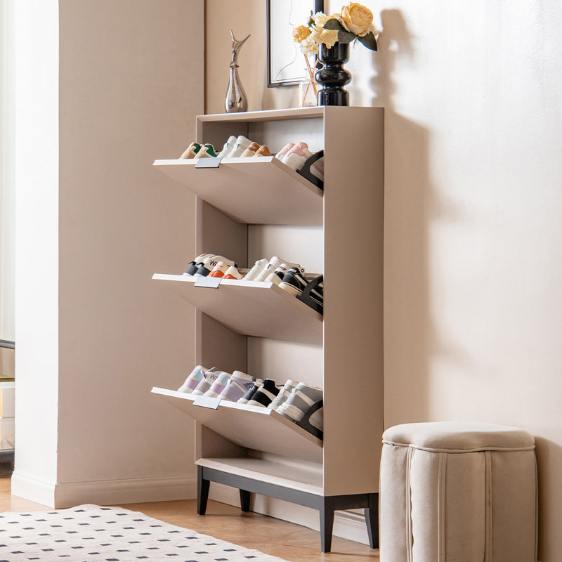 Rangement à chaussures en bois massif beige