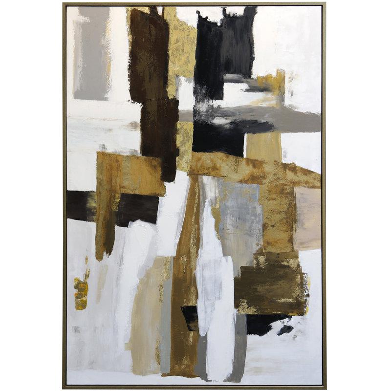 Art sur toile encadré Path - abstrait peint à la main - cadre de 1,5 pouce, H 42 po x l 32 po